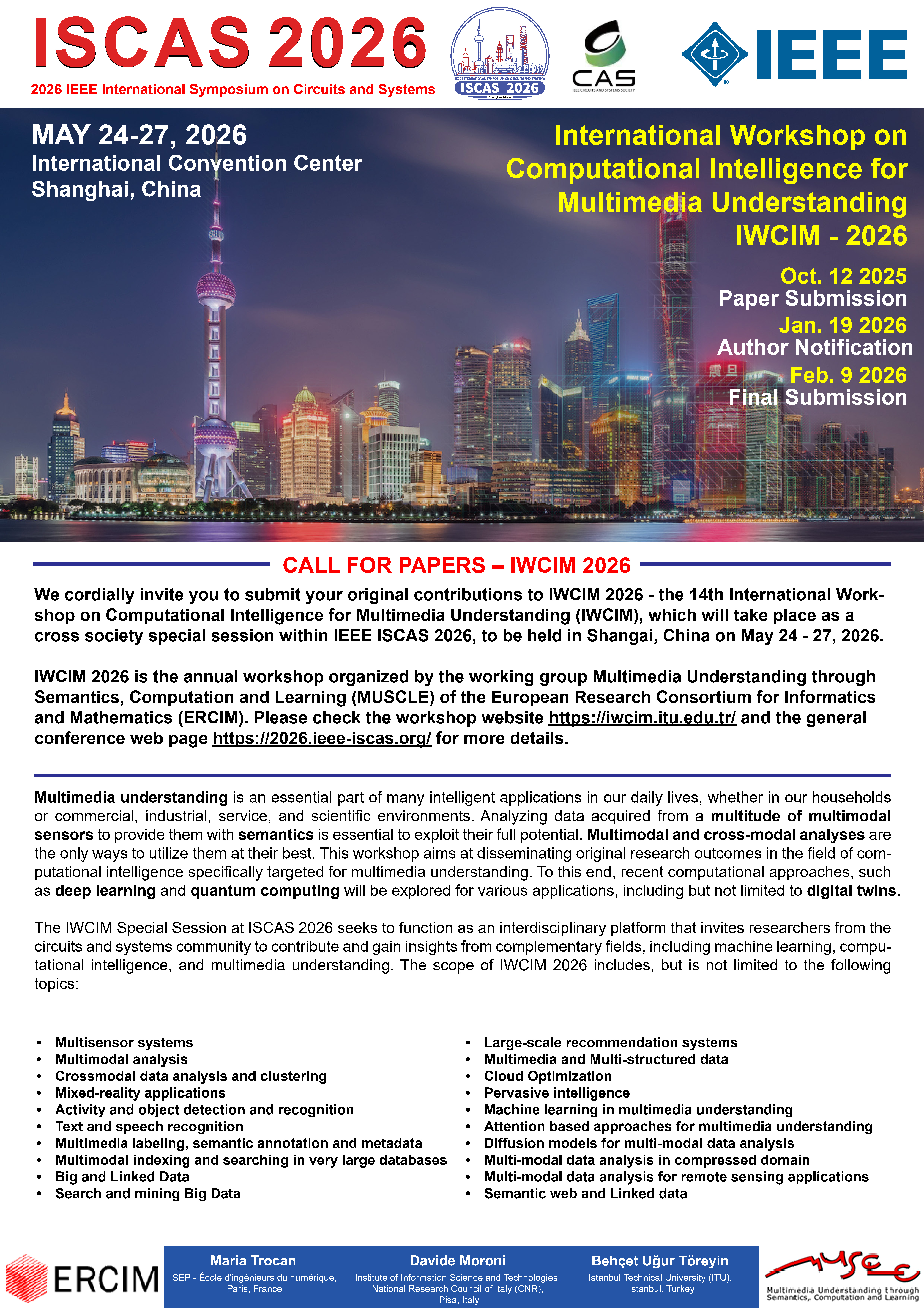 Call for IWCIM Cross-Society Papers